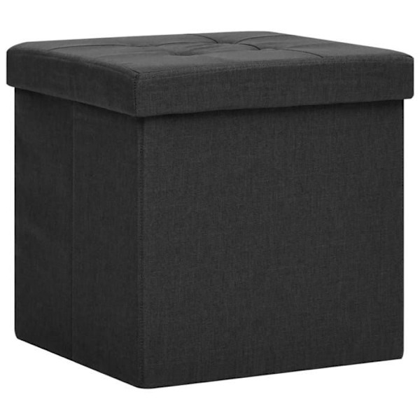 Taburet sæde opbevaringspuf 38 x 38 x 38 cm foldbar i sort stof DEC026351 Svart