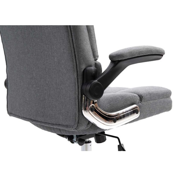Svängbar kontorsstol i justerbar höjd med ergonomisk form och grått tyg