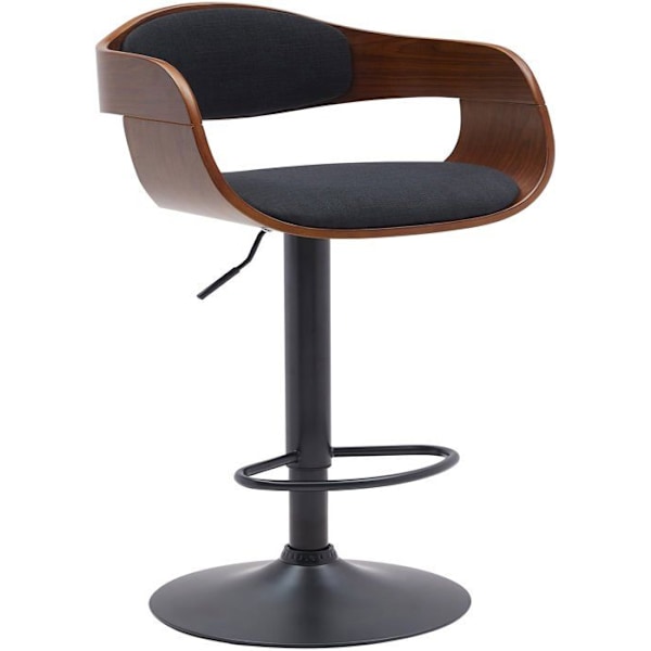 Barstol x1 skandinavisk design i svart tyg och valnötsstruktur med svarta metallben 10_0005038 kastanj