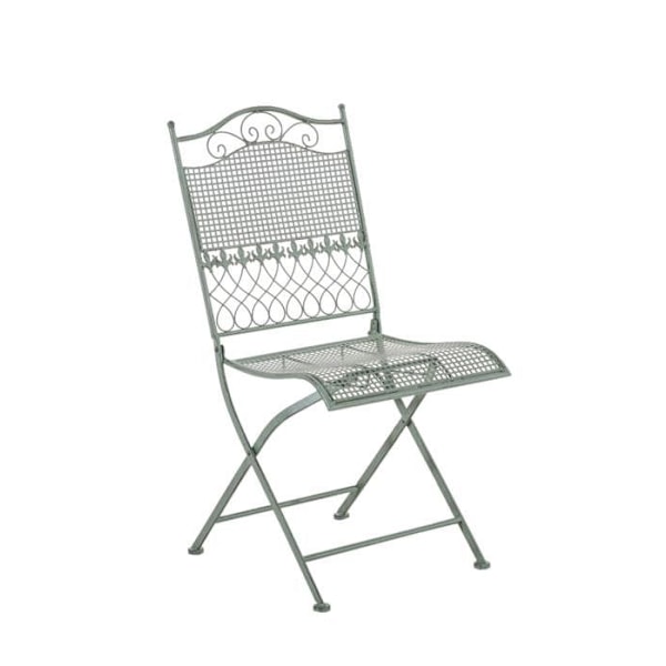 Sæt med 2 foldbare havestole til balkon terrasse i rustik design i patineret grøn metal 10_0002840 Metall