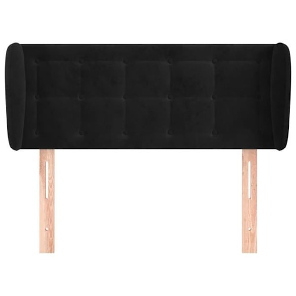 Hovedgærde til seng med sidelæbe, polstret 93 x 23 x 78/88, sort velourstof.