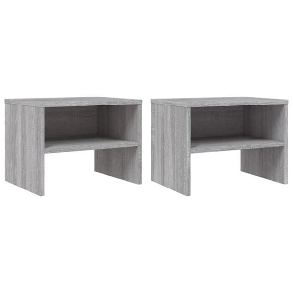 Sæt af 2 natborde med hylde 40 x 30 x 30cm grå ingeniørtræ DEC035660 kastanj