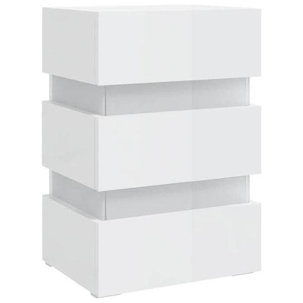 Nattelsbord med LED-lys og 3 skuffer 45 x 35 x 67 cm hvid højglans ingeniørtræ DEC034737 Vit