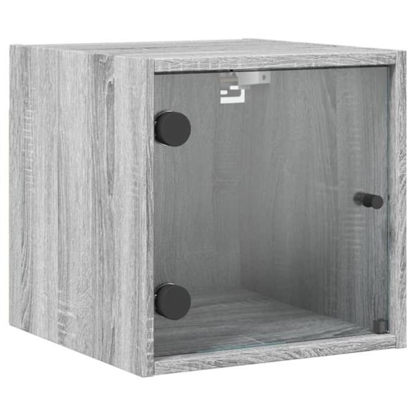 Natskab med glasdør 35 x 37 x 35 cm grå ingeniørtræ DEC033281 kastanj