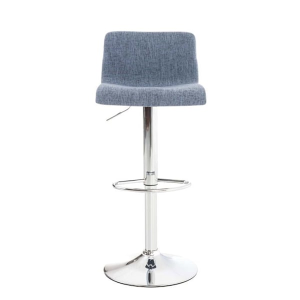 Baari stool, jossa on kääntyvä jalkatuki, kaareva selkänoja sinisestä kankaasta ja kromimetallista 10_0004964 Blå