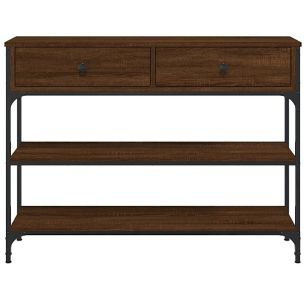 Praktisk konsolbord med lådor för en organiserad hall 100 x 25 x 75 cm brun ingenjörsträ och metall DEC0318 kastanj