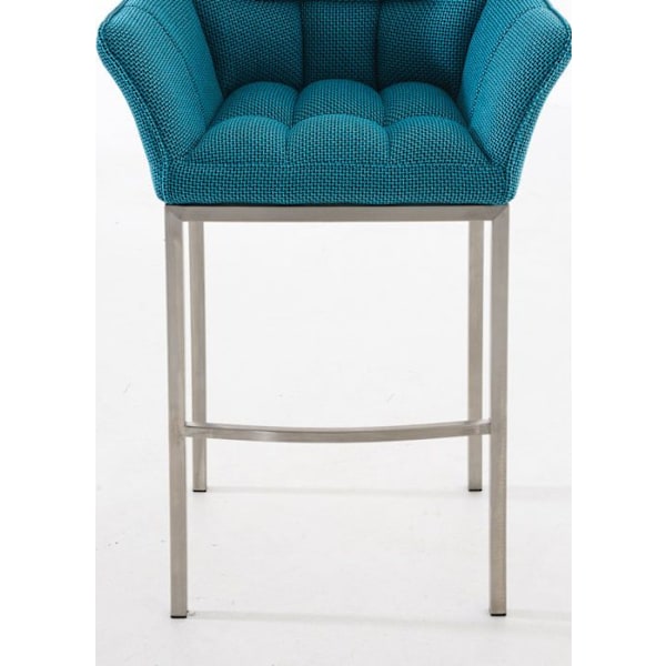 Barstol med högt ryggstöd, fyrkantig design, sits i turkosa tyg, stabila ben i rostfritt stål 10_0004727 Flerfärgad