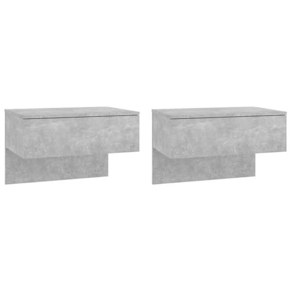 2 kpl seinälle kiinnitettäviä yöpöytiä laatikolla 60 x 40 x 40 cm harmaasta engineering-puusta DEC036077 kastanj