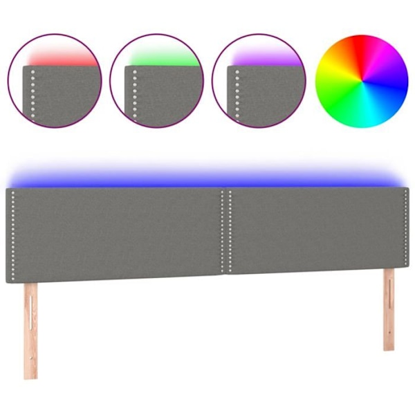 Hovedgærde til soveværelse med LED 180 x 5 x 78/88 cm mørkegrå stof TDL0201101 Grå