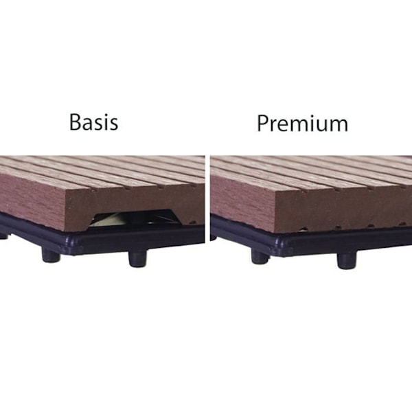 WPC-lattia-laatat parvekkeelle terassille puun näköiset 11 kappaletta 30x30cm 1m² tiilimuoto teak-värissä kahvi 04_0005442 kastanj
