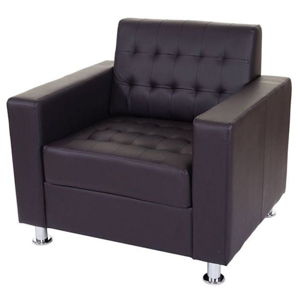 Lounge-fåtölj i syntetiskt material i kaffefärg med metallben, modern design 04_0003125 Metall