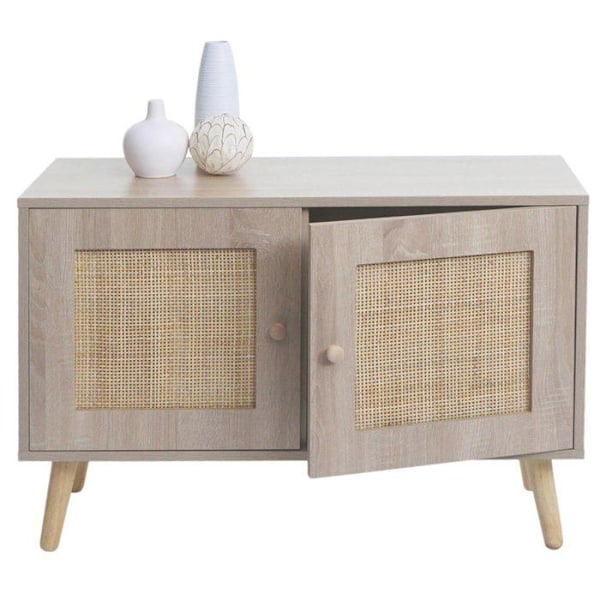 Kompakti buffet kaapilla, jossa on kaksi säilytyskomponenttia, kubu-puusta, tammen näköinen, 56x80x30 cm 04_0006518 kastanj