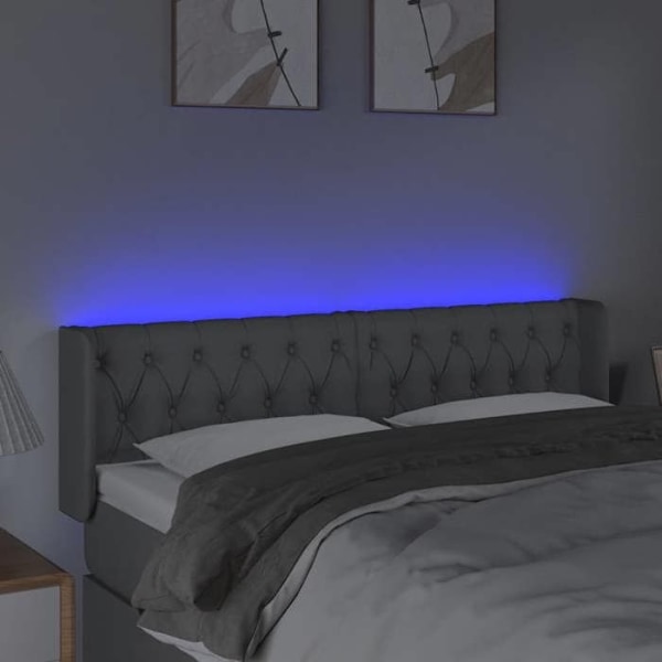 Hovedgærde til soveværelse møbel med LED 147 x 16 x 78/88 lys grå stof Ljusgrått