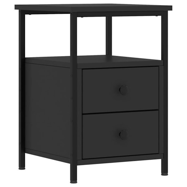 2 kpl yöpöytiä, joissa on kaksi laatikkoa ja hylly, mitat 34 x 35,5 x 50 cm, valmistettu kestävästä puumateriaalista ja mustasta metallista, DEC035467 kastanj
