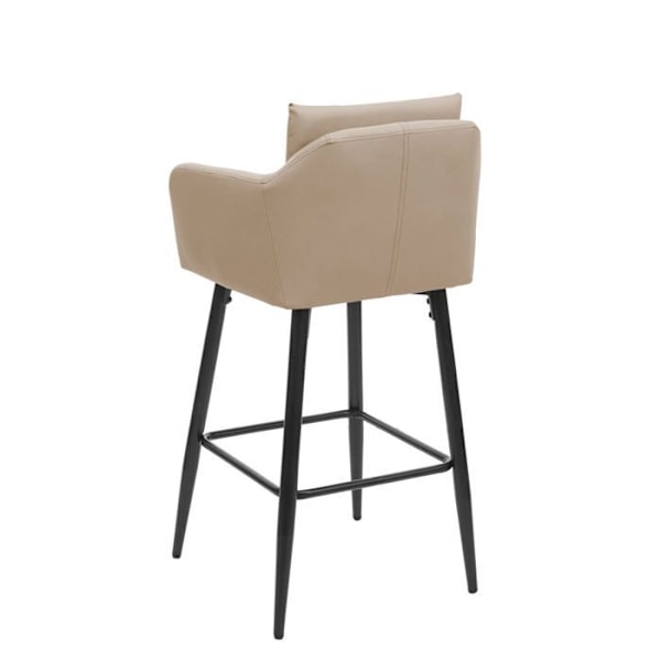 Barstol høj stol med metalfodstøtte, syntetisk taupe sæde, moderne design 04_0005293 Metall