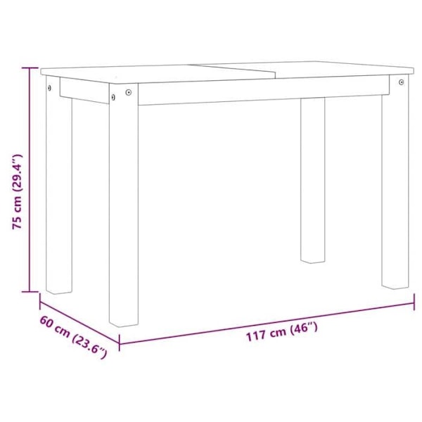 Moderne design spisestue bord 117 x 60 x 75 cm massiv hvid og honning fyr DEC036900 Vit