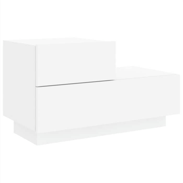 Sängbord med LED-lampor och förvaringsutrymme 70 x 36 x 40,5 cm i vitt ingenjörsträ DEC033172 Vit