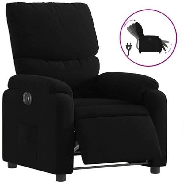 Fauteuil relax TV med elektrisk rygfaldsfunktion meget komfortabel i sort stof DEC028501 Svart