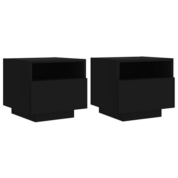 Set med 2 sängbord med lådor och RGB LED-lampor 40 x 39 x 37 cm svart ingenjörsträ DEC032834 kastanj
