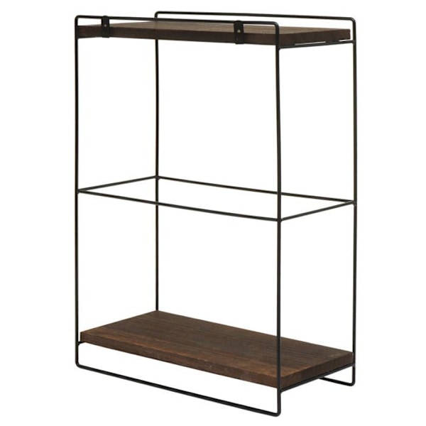 Væghængt køkkenhylde i industrielt design 2 hylder 50x35x17 cm i mørkebrun træ og metal 04_0008670 kastanj