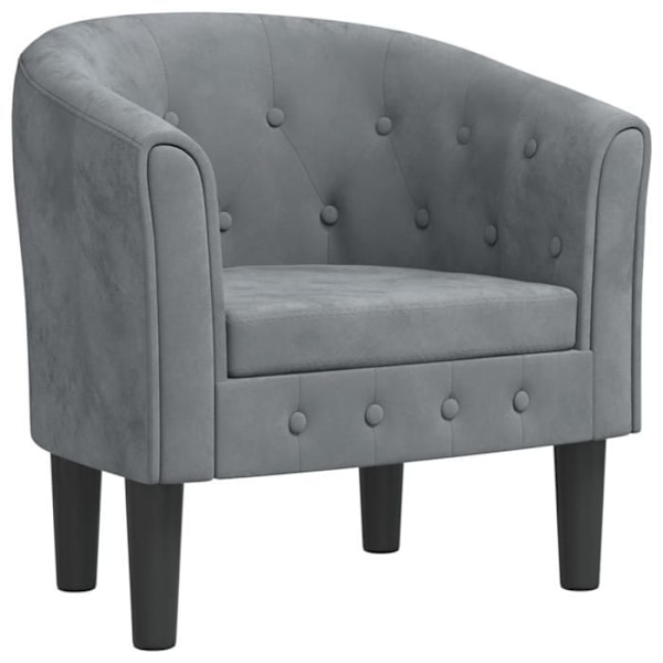Lounge stol komfortabel sæde moderne design i mørkegrå fløjl tufted DEC026452 Grå