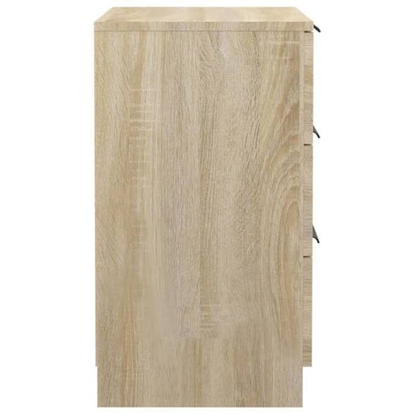 Sängbord med 3 lådor 40 x 36 x 65 cm ingenjörsträ färg ek DEC033849 kastanj