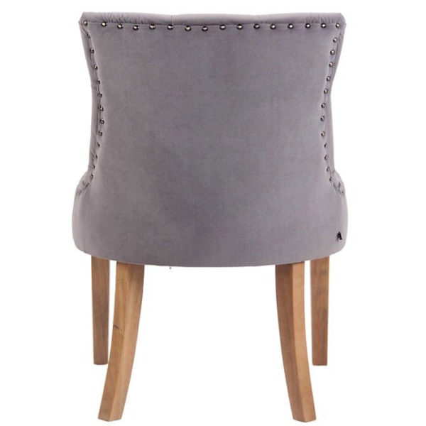 Matsalsstol x1 antik design klädd i grå sammet med 4 ben i ljust trä 10_0001941 kastanj