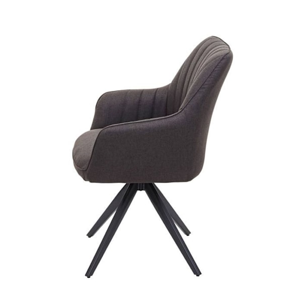 Ruokasalin tuoli, harmaanruskea kangassohva, metallinen retrodesign.