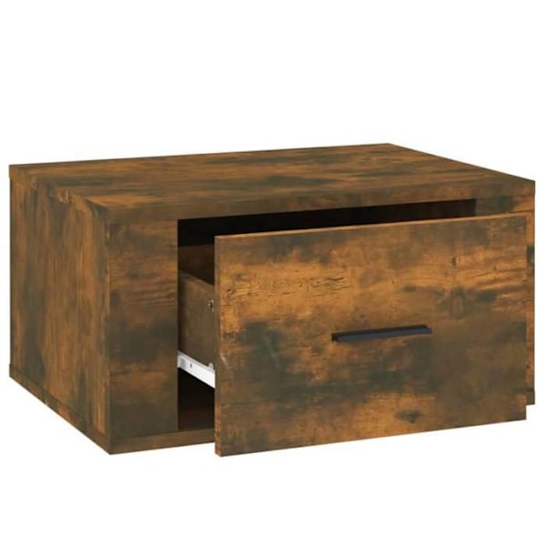 Væghængt natbord med skuffe 50 x 36 x 25 cm i brun ingeniørtræ DEC034262 kastanj