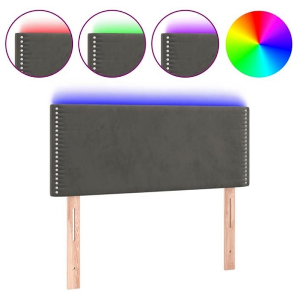 Hovedgærde - Ikke specificeret - 80x5x78/88 cm - Mørkegrå velour - Integreret LED - Moderne stil Mörkgrå