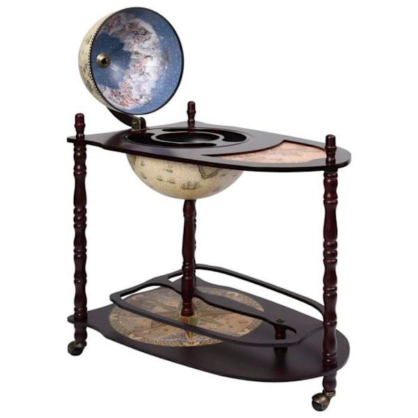 Globe bar stöd för vin självständigt glob eucalyptus trä grön och brun 70 x 45 x 88 cm DEC024446 kastanj