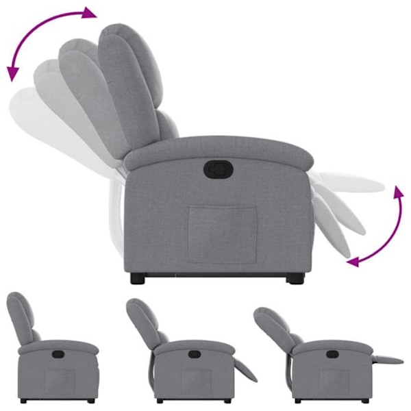 Fauteuil relax TV med komfortabel polstring, elektrisk løftefunktion i lys gråt stof DEC027907 Grå