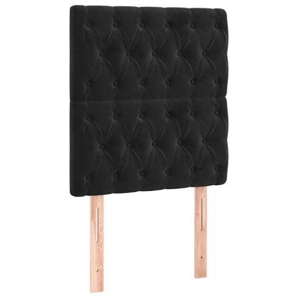 LED-sängram med silkekudde, madrass 100 x 200, svart sammetstyg