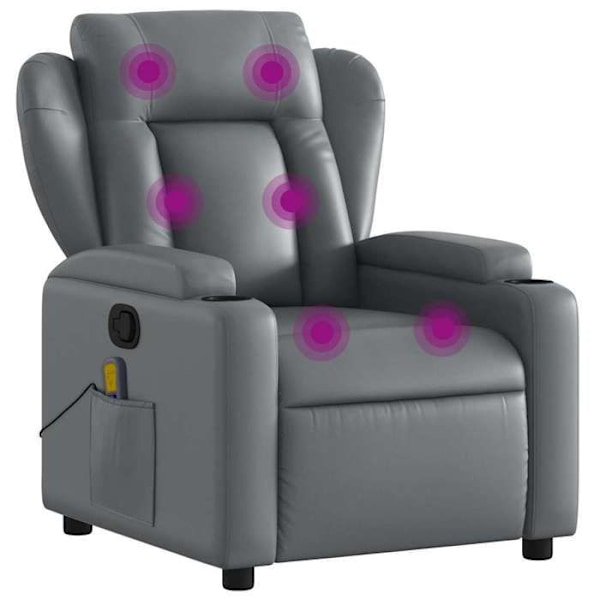TV relaxationsstol med massagefunktion, justerbar, 6 massagepunkter i grå PVC DEC026971 Grå