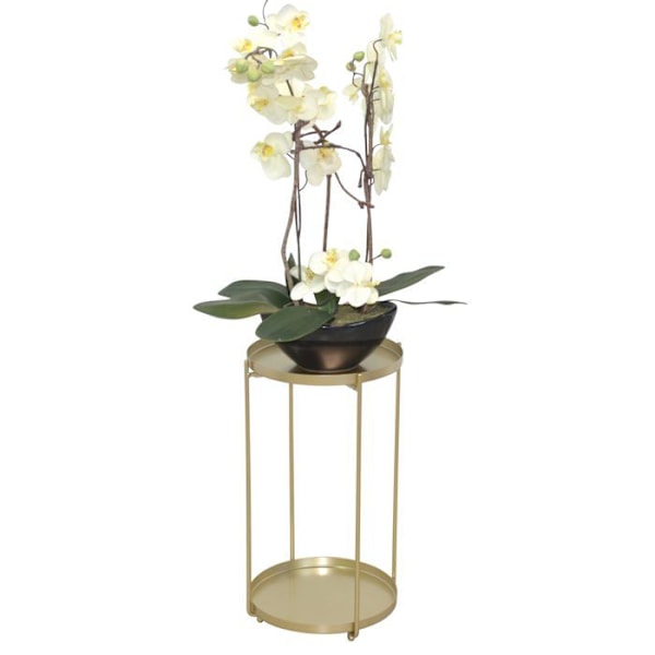 Rund Metallblomkruka Guld Höjd 46 cm Slät Yta Ø25 cm med Kant DEC050080 Metall