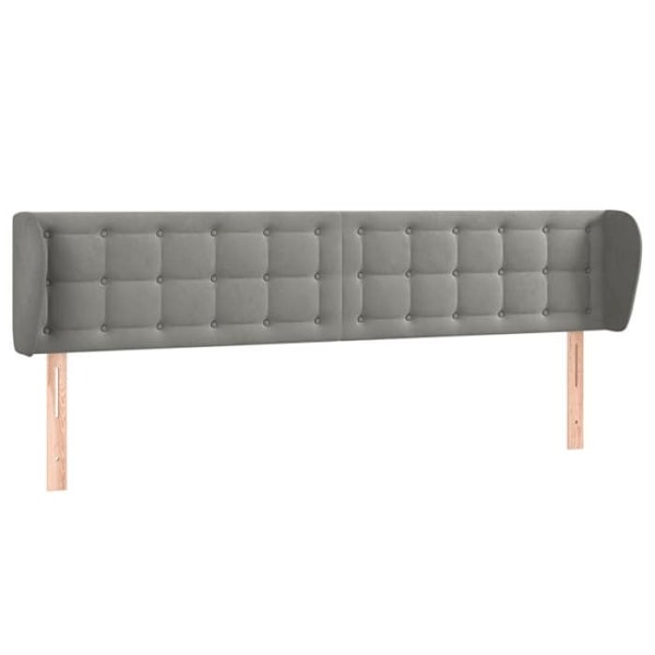 Hovedgærde til seng til soveværelse, polstret møbel med sidekant, 163 x 23 x 78/88 cm, lysegrå fløjl