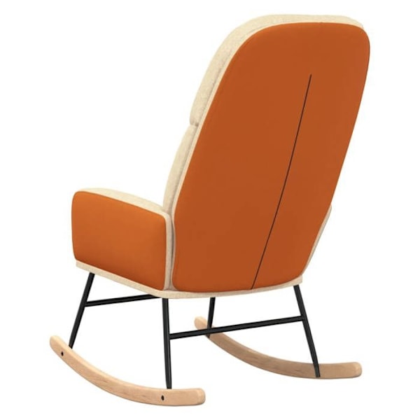 Relaxfåtölj med gungfunktion för vardagsrum i cremefärgad tyg och orange PVC DEC028888 Grädde