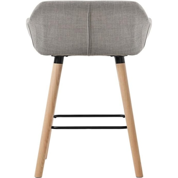 Barstol lounge x1 skandinavisk design sittdyna i grått ben i trä fotstöd i metall 10_0004917 kastanj