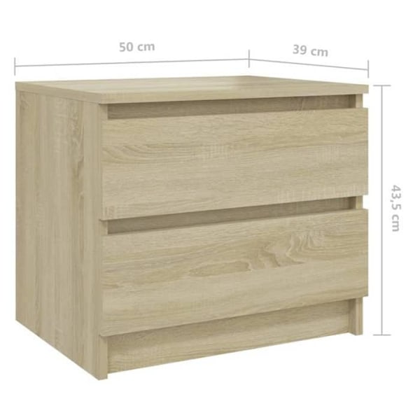 Nattetag med 2 skuffer 50 x 39 x 43,5 cm spånplade farve eg DEC033891 Flerfärgad