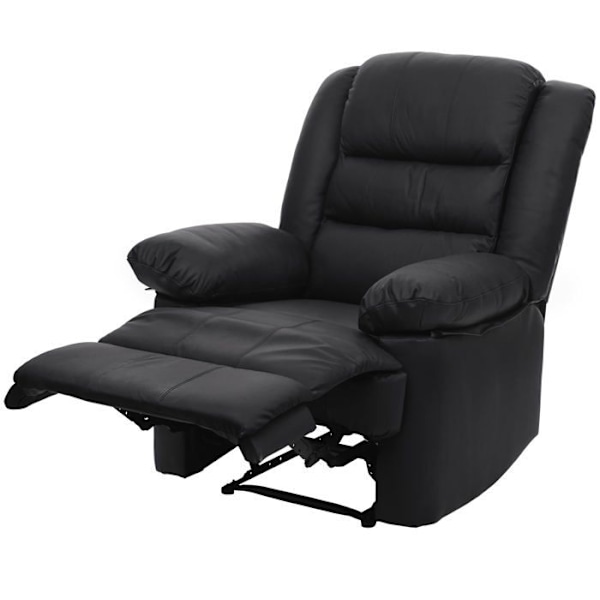 Stort och bekvämt lutande TV-fåtölj i svart läder och PVC 101x87x100 cm 04_0006884 Svart