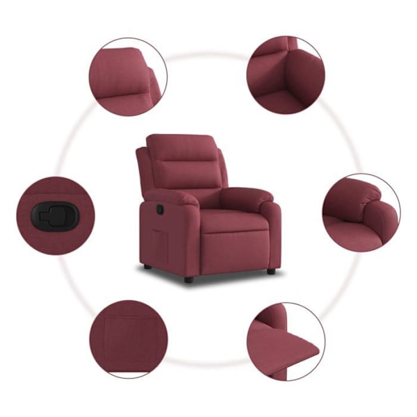 TV relax stol med behagelig polstring og manuel vippefunktion i bordeaux stof DEC028145 Bordeaux