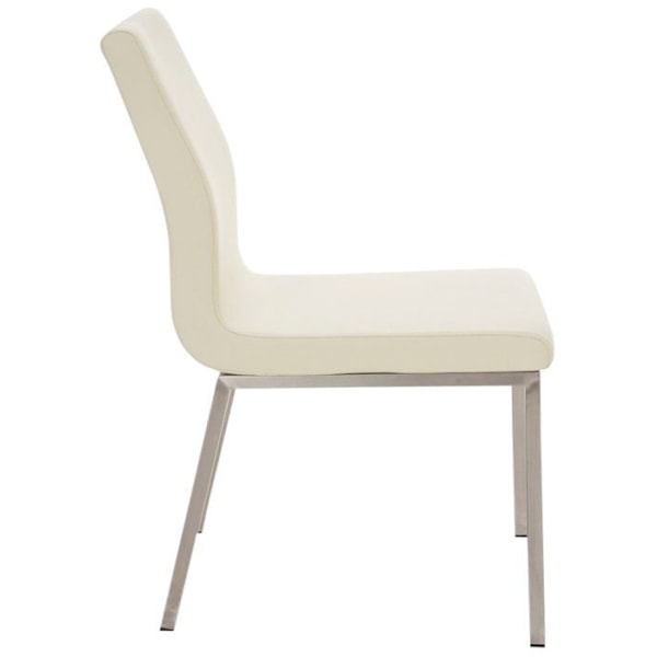 Sæt med 2 spisestole i stilren PVC creme og rustfrit stål 10_0001611 Grädde