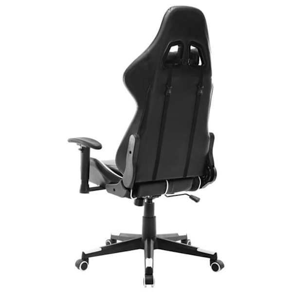 Kontorstol med gaming-funktion på hjul i sorte og hvide PVC DEC025954 Vit
