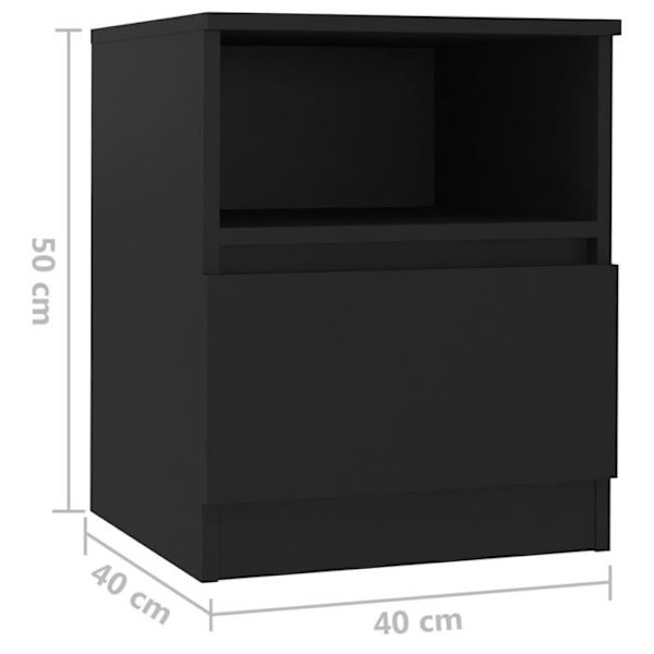 Sæt med 2 natborde med skuffe og åben rum 40 x 40 x 50 cm sort agglomerat DEC035572 Svart