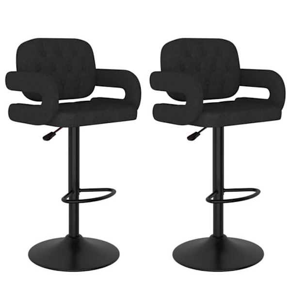 Set med 2 barstolar hög design modern i tyg och svart stål DEC029816 Svart