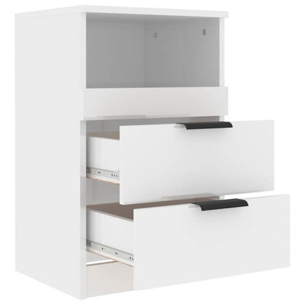 Sæt med 2 natborde med skuffe og åbent rum 40 x 36 x 65 cm i hvidt ingeniørtræ DEC035039 Vit