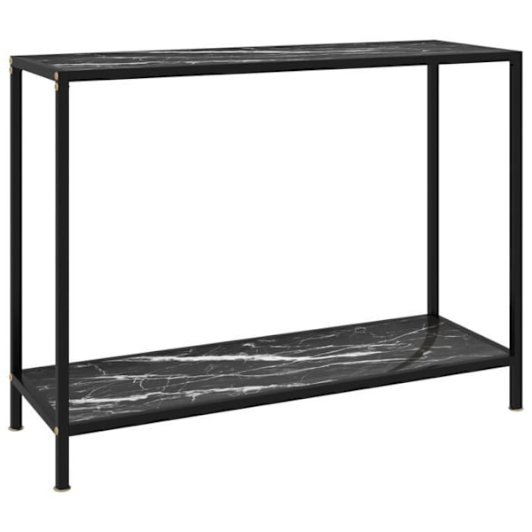 Funktionsdygtig skrivebordskonsol i stil 100 x 35 x 75 cm, hærdet glas med marmor sort facet og stål DEC032080 Svart