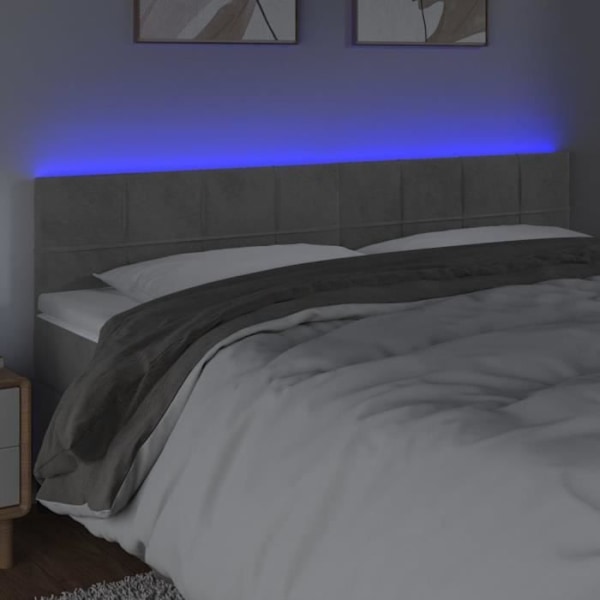 Hovedgærde - Ikke specificeret - 160 cm - Lys grå velour - Indbygget LED - Moderne design Ljusgrått