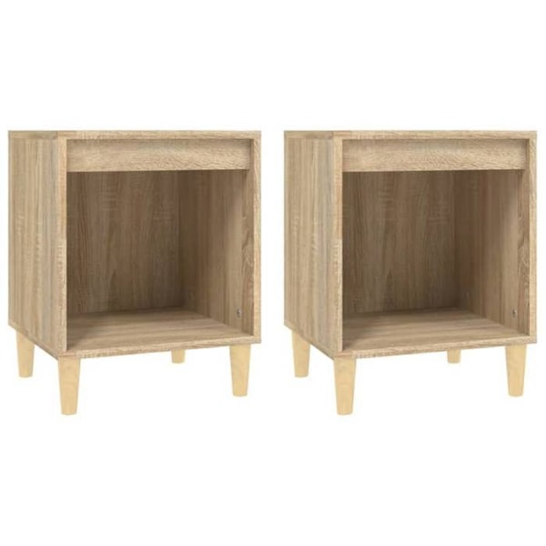 Set med 2 sängbord med öppen förvaringsfack 40 x 35 x 50 cm ingenjörsträ färg ek DEC035245 kastanj