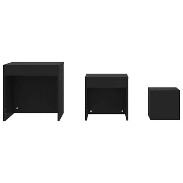 Set med 3 stapelbara sidobord, soffändsbord, växtstöd i svart spånskiva DEC032730 Svart